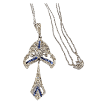 Diamond Sapphire Pendant 1018