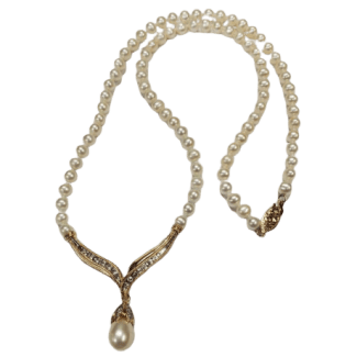 Pearl w diamond Necklace-1254