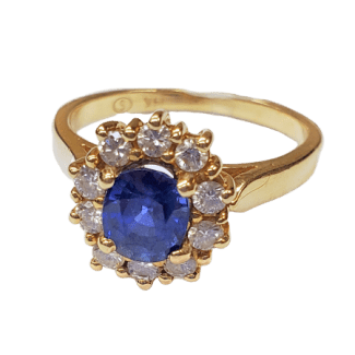 Sapphire Ring with Diamond Halo 1182