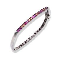 gemstone-bracelet-cirque-Jane-Taylor-B922B-bracelet-with-orange-and-pink-sapphires-in-blackend-gold