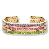 gemstone-bracelet-cirque-Jane-Taylor-cuff-bracelet-yellow-gold-iolite-rhodolite-garnet-green-tourmaline-cabochons