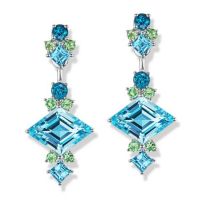 gemstone-earrings-cirque-Jane-Taylor-cluster-studs-and-jackets-blue-topaz-green-tourmaline-white-gold