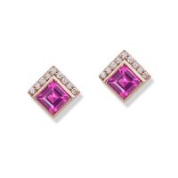 gemstone-earrings-cirque-Jane-Taylor-petite-square-studs-rhodolite-garnet-diamonds-rose-gold