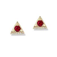 gemstone-earrings-cirque-Jane-Taylor-triangle-studs-with-red-garnet-diamonds-yellow-gold