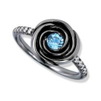 gemstone-ring-rosebud-Jane-Taylor-R926-rosebud-ring-blue-topaz-diamonds-blackened-gold