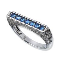 gemstone-ring-rosebud-Jane-Taylor-R95C-ring-blue-sapphire-bar-ring-blackened-gold